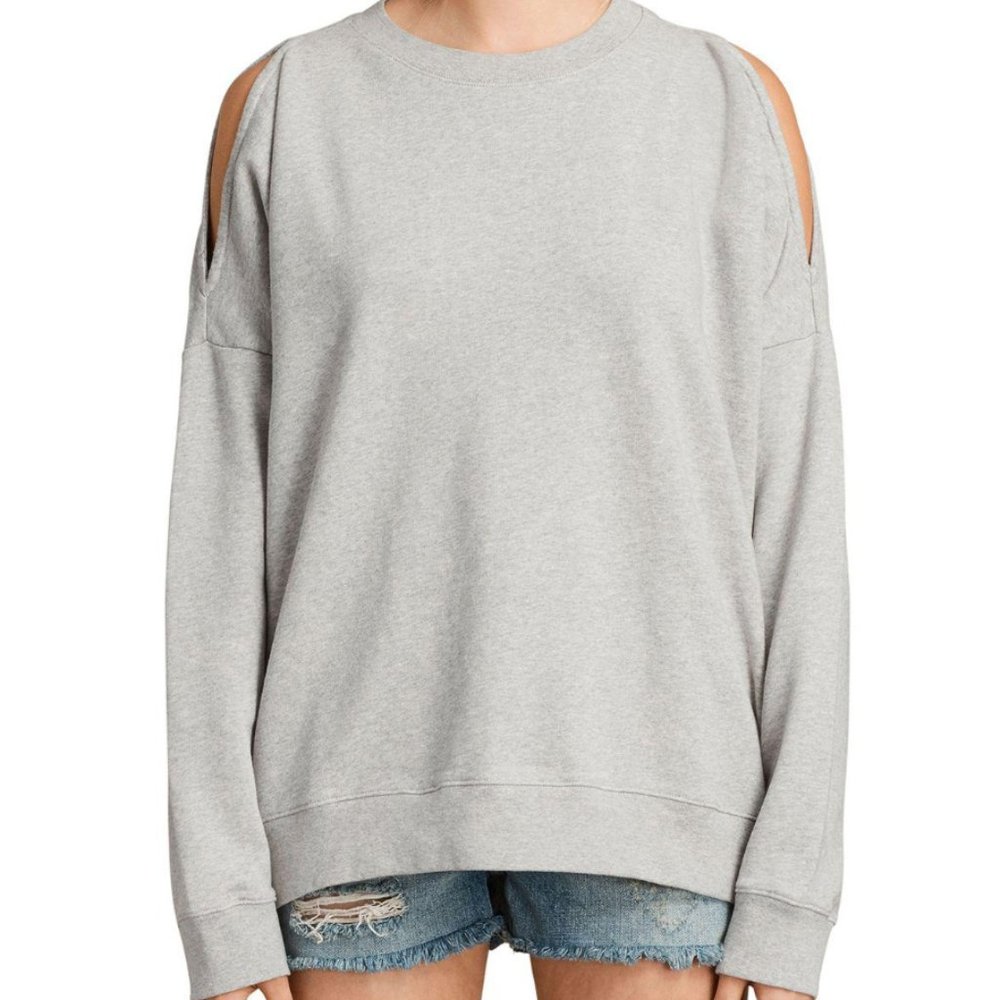 All Saints Unai Cold Shoulder Sweatshirt Grey S